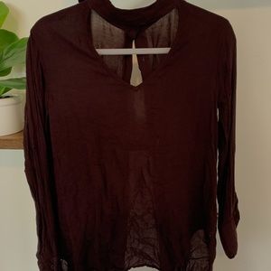 Maroon Button-Down Back Blouse